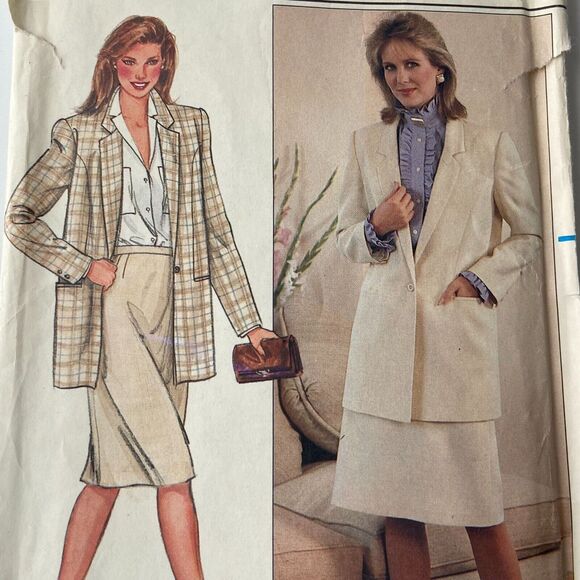 Butterick 4816 Pattern Skirt Jacket Miss 16 Vintage Long 80s Office Midi Boxy - Picture 1 of 5